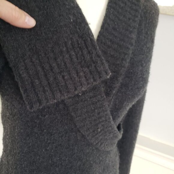 Anthropologie XS Faux Wrap Soft Alpaca Wool Surplice VNeck Collar Grey Sweater - Picture 6 of 16